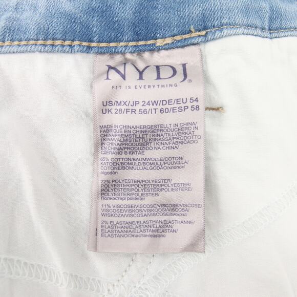 NYDJ Jeans Blue Light Wash Sheri Slim Ankle Cuff High Waist Tummy Control 24W - Picture 13 of 16